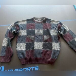 Vintage Impact Men’s 3X Geometric sweater with genuine leather trim